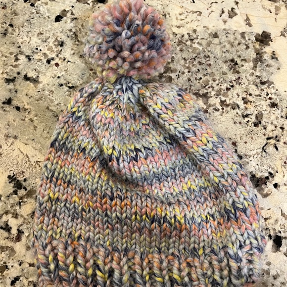 Hand Knit Chunky Hat with Pom Pom! - Picture 4 of 5